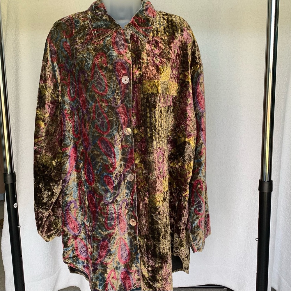‘80s Citron Santa Monica crushed velvet l/s tunic. EUC.